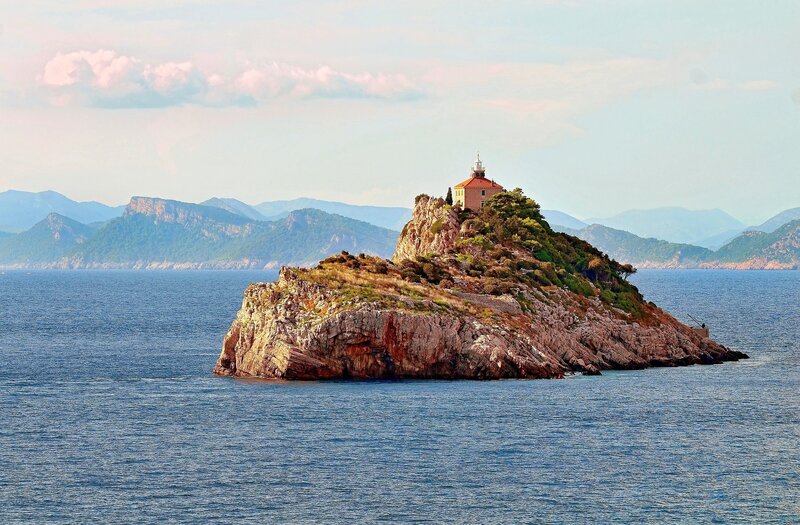 Lighthouse on a rocky island
