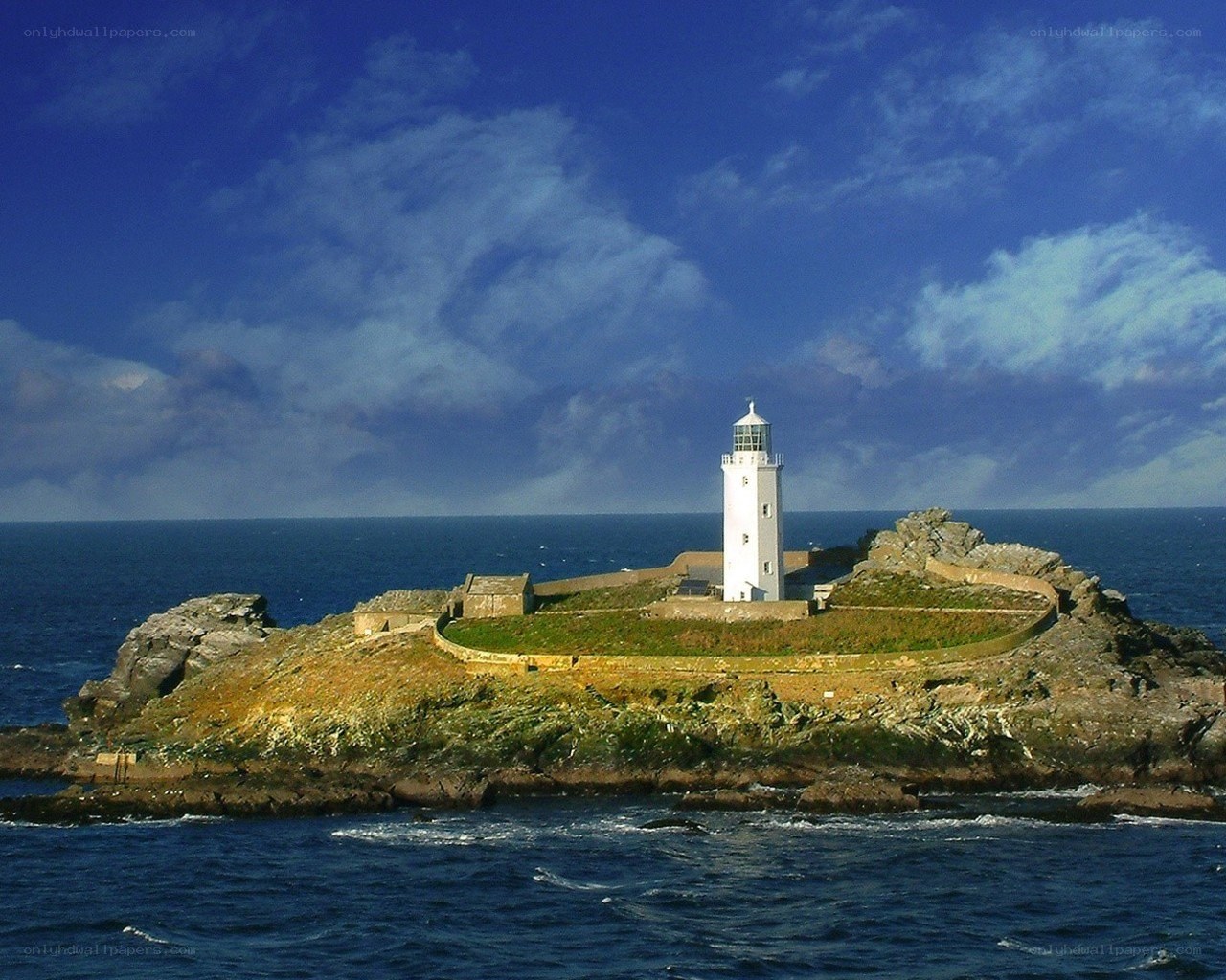 Lighthouse on a rocky island