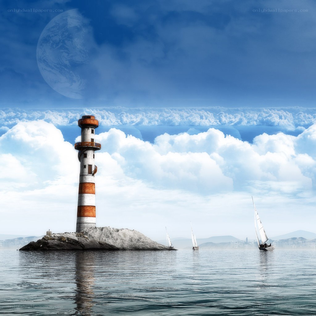 Lighthouse on a rocky island