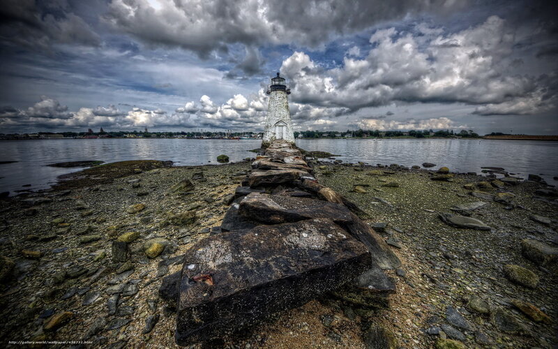 Lighthouse on a rocky jetty