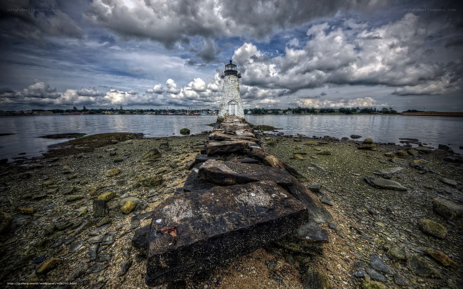 Lighthouse on a rocky jetty