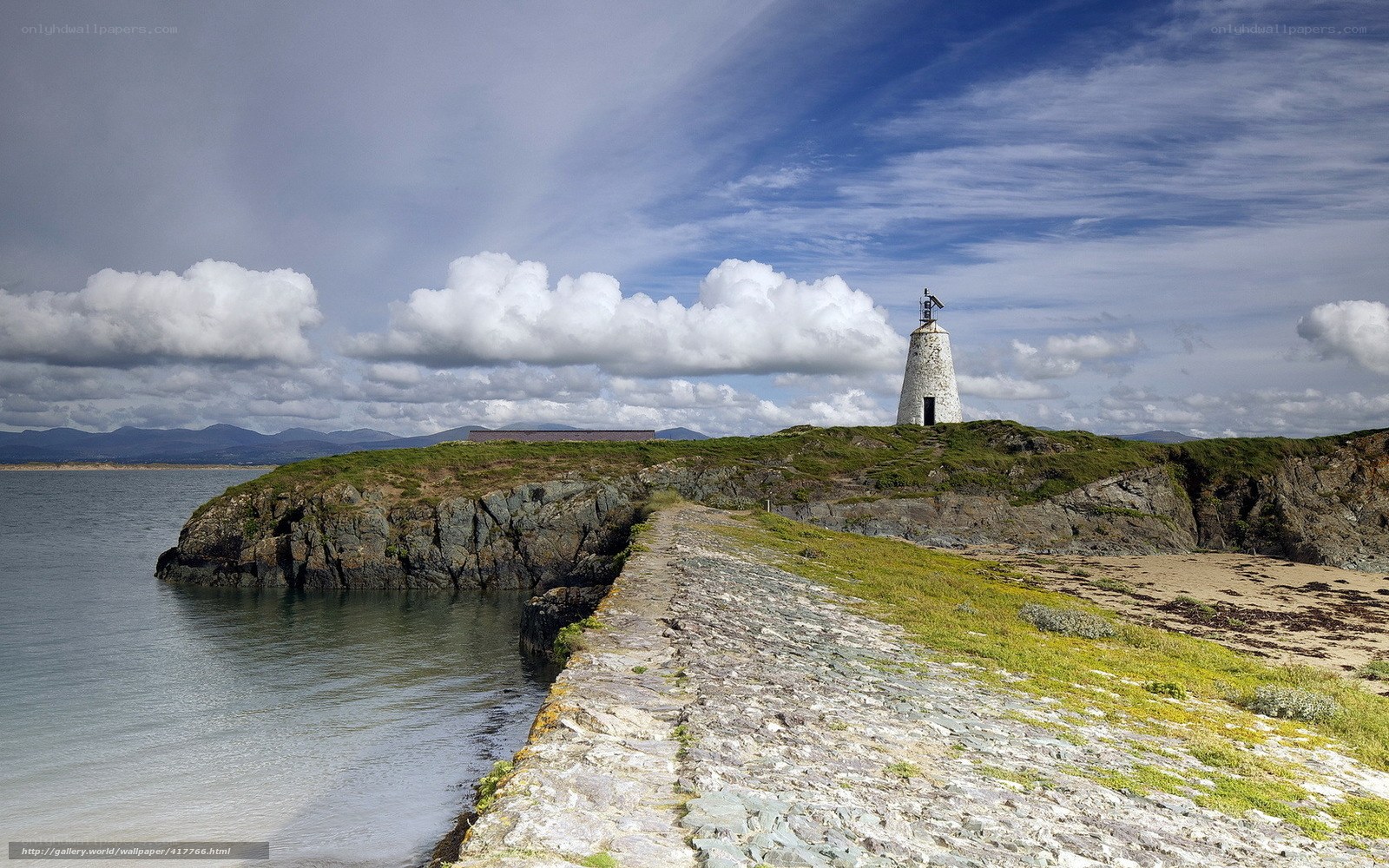 Lighthouse on a rocky peninsula