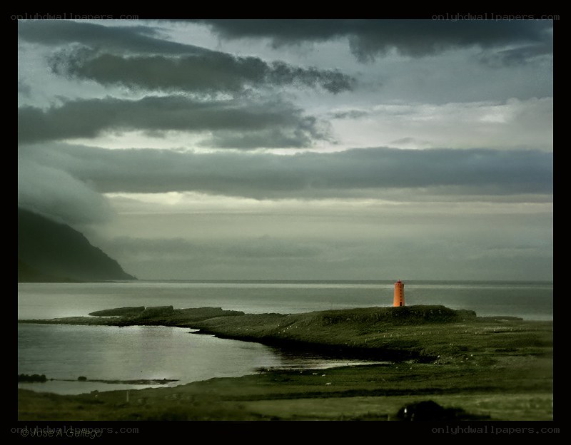 Lighthouse on a rocky shore