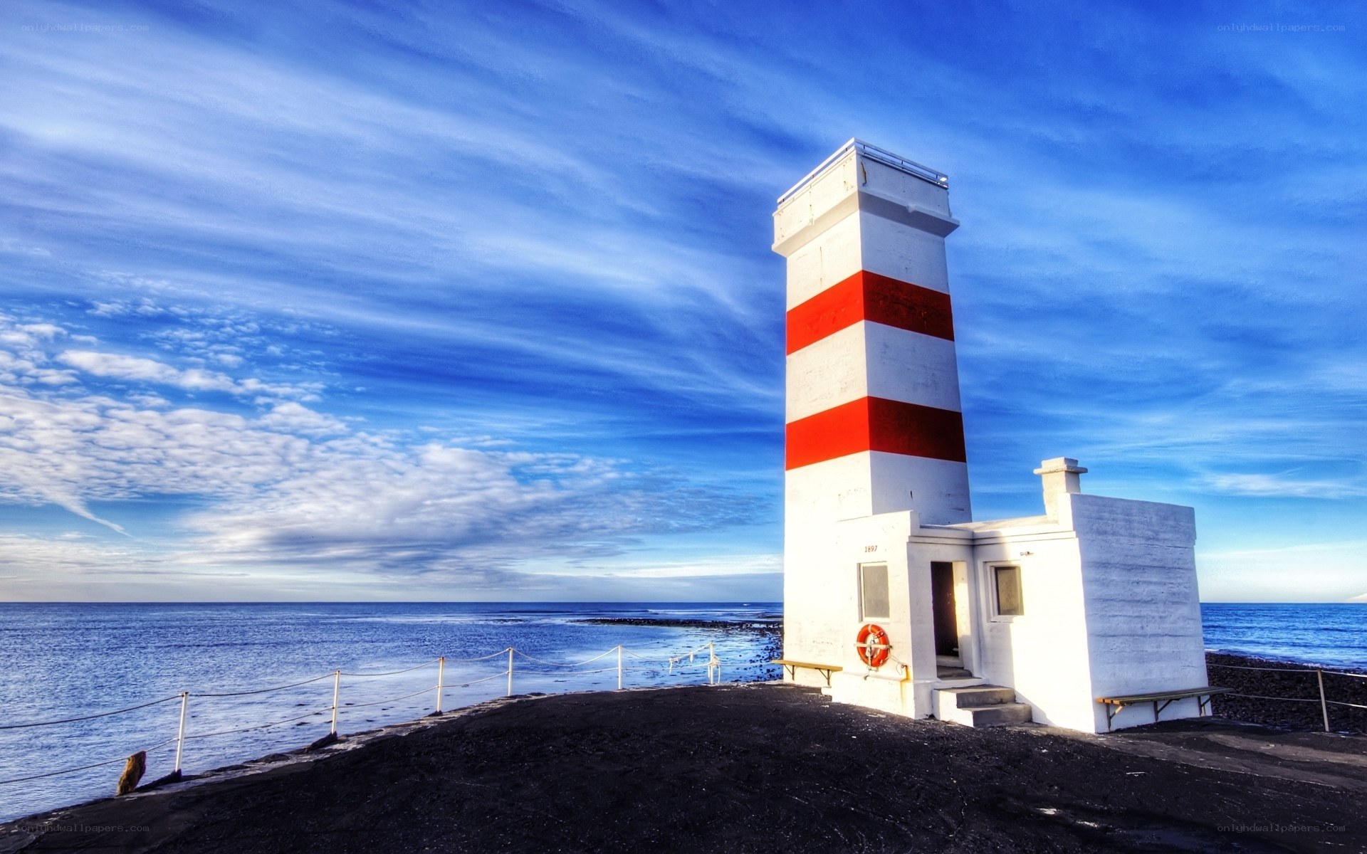 Lighthouse on a rocky shore