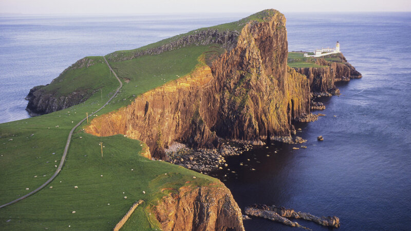 Lighthouse on a rugged cliff