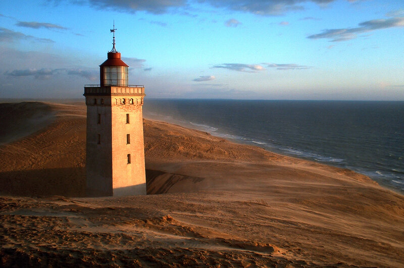 Lighthouse on a sandy dune