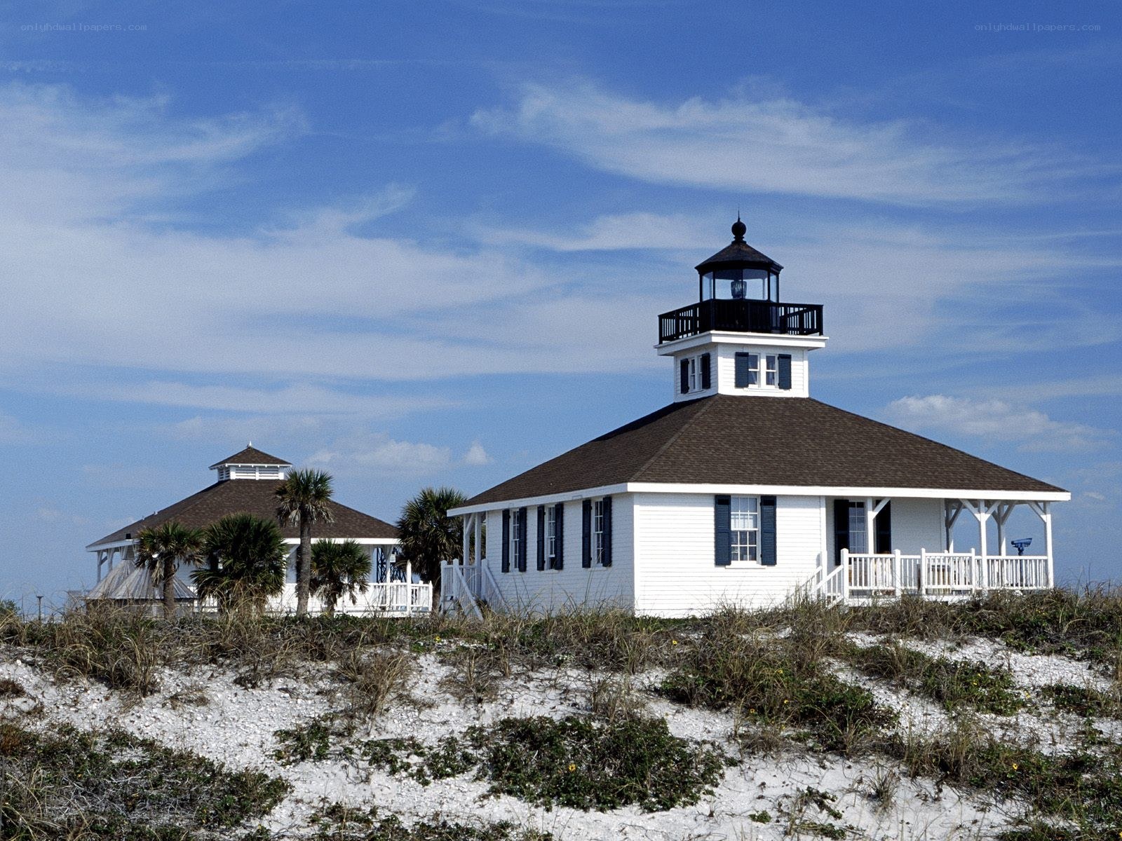 Lighthouse on a sandy dune
