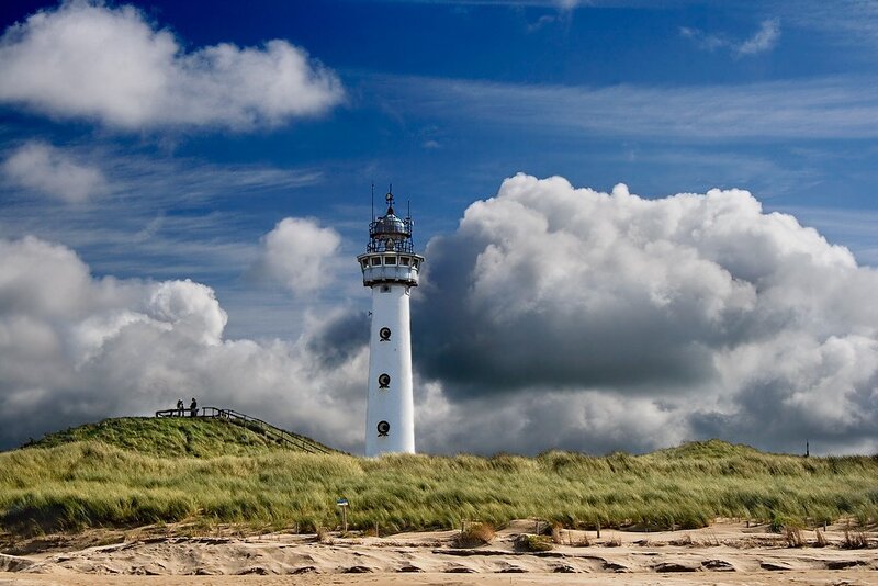 Lighthouse on a sandy dune