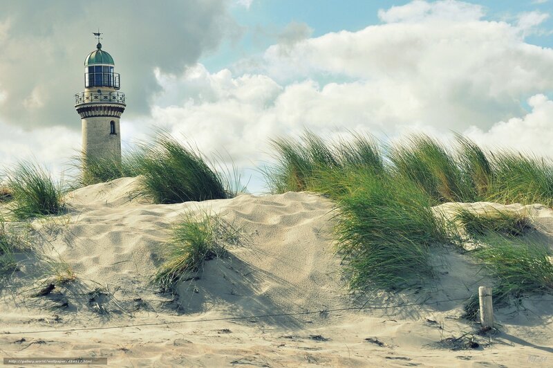 Lighthouse on a sandy dune