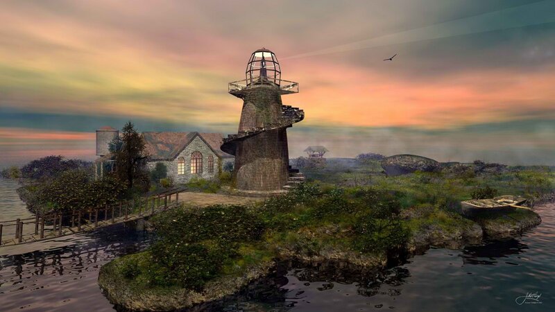 lighthouse on a small island