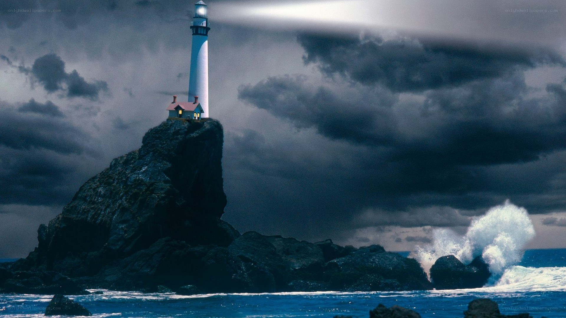 Lighthouse on a stormy cliff