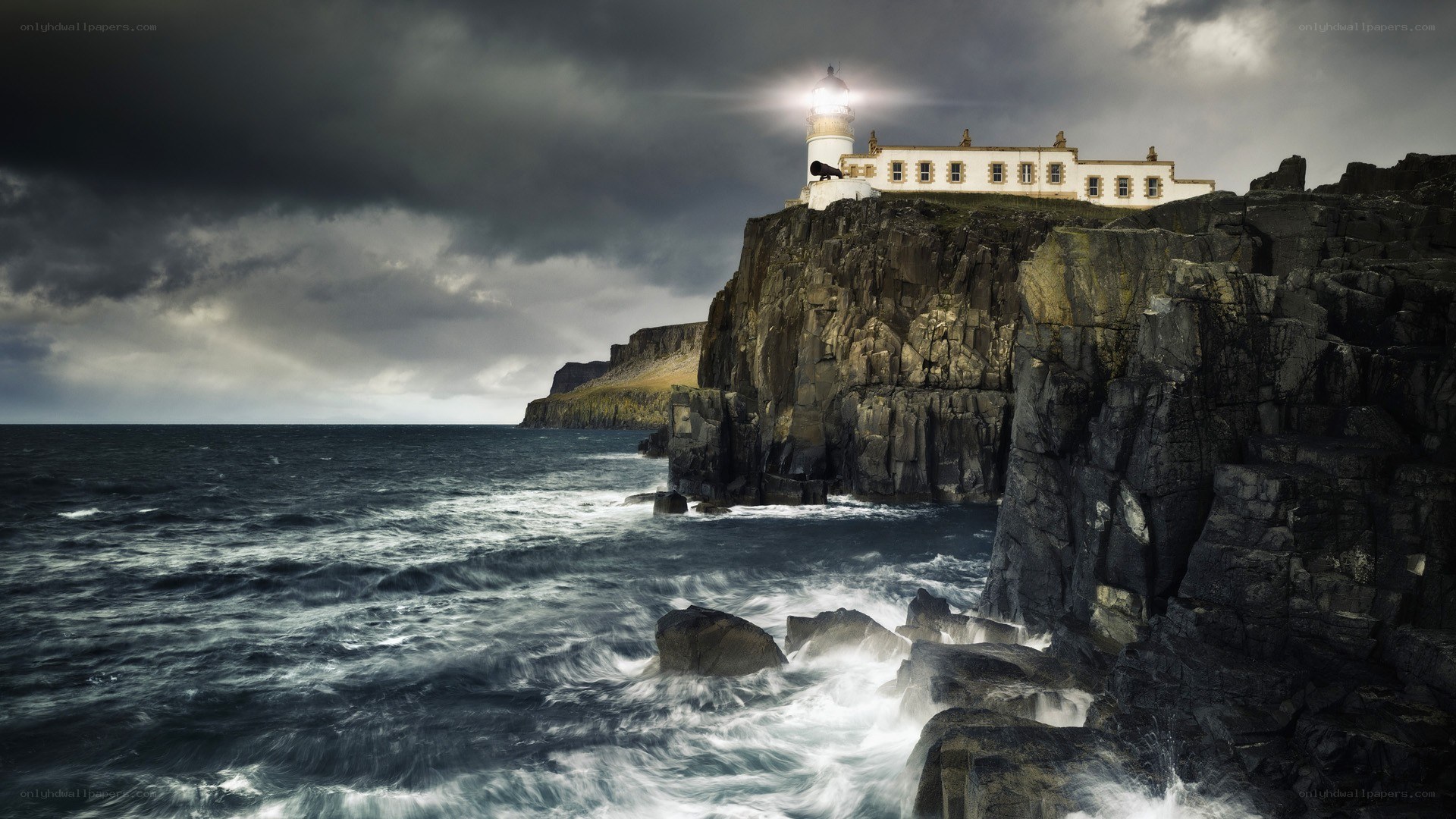 Lighthouse on a stormy cliff