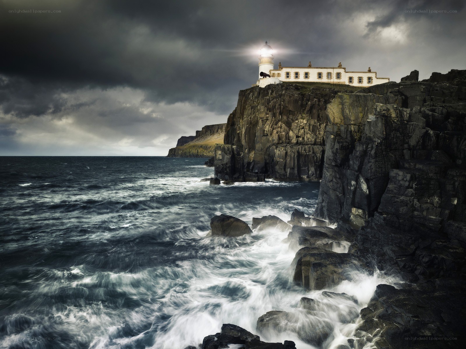 Lighthouse on a stormy coast