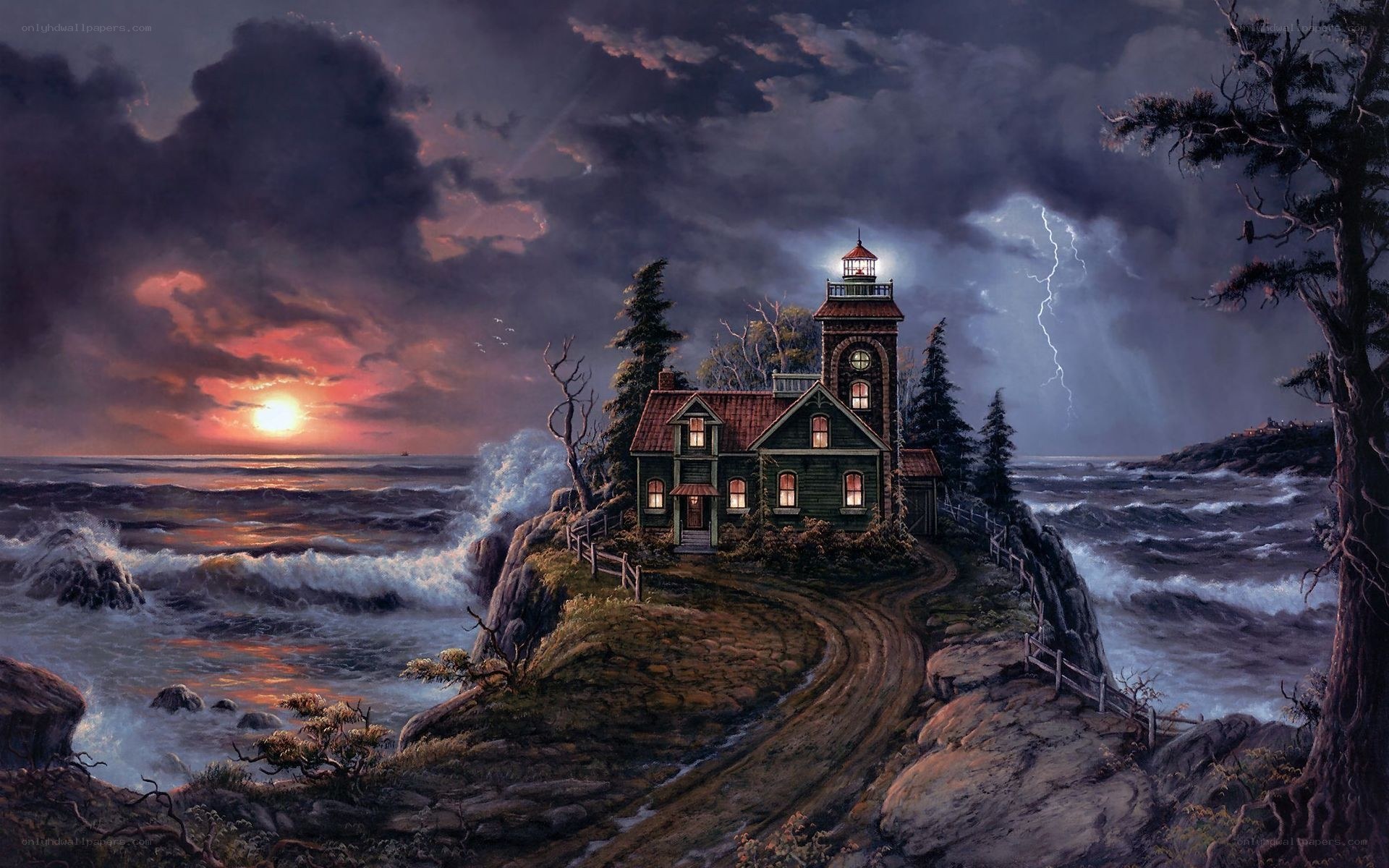 Lighthouse on a stormy coast