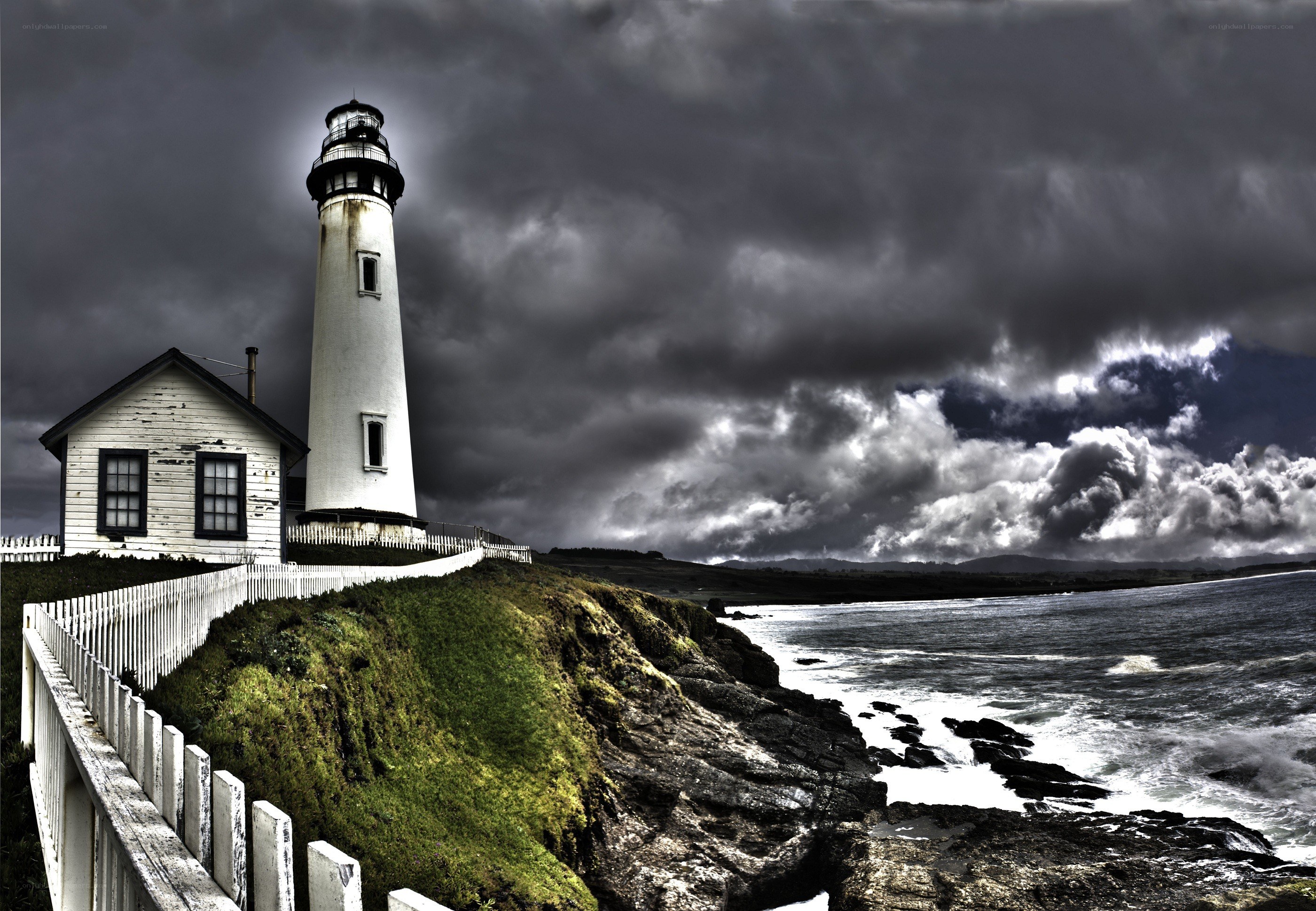 Lighthouse on a stormy coast