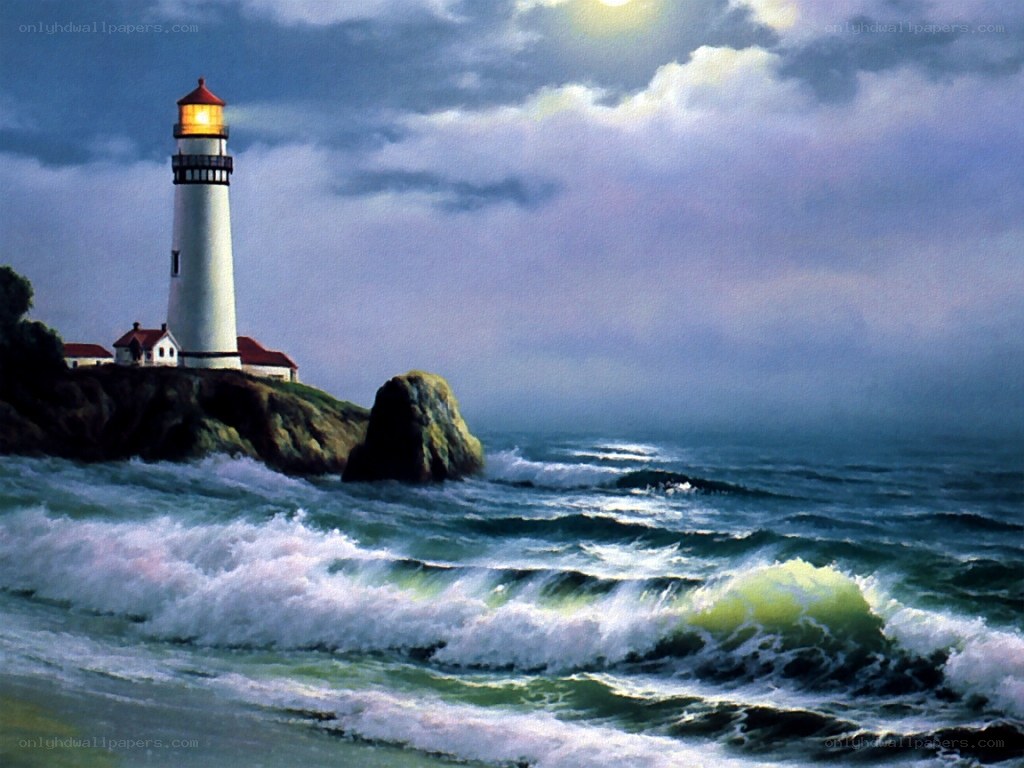 Lighthouse on a stormy coast