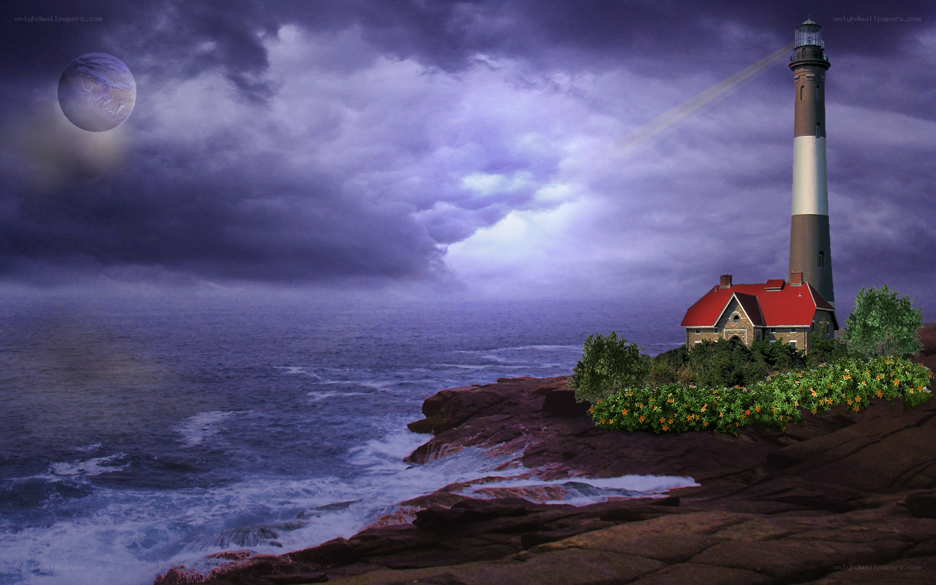 Lighthouse on a stormy coast