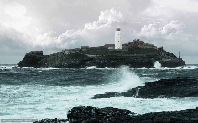 Lighthouse on a stormy island