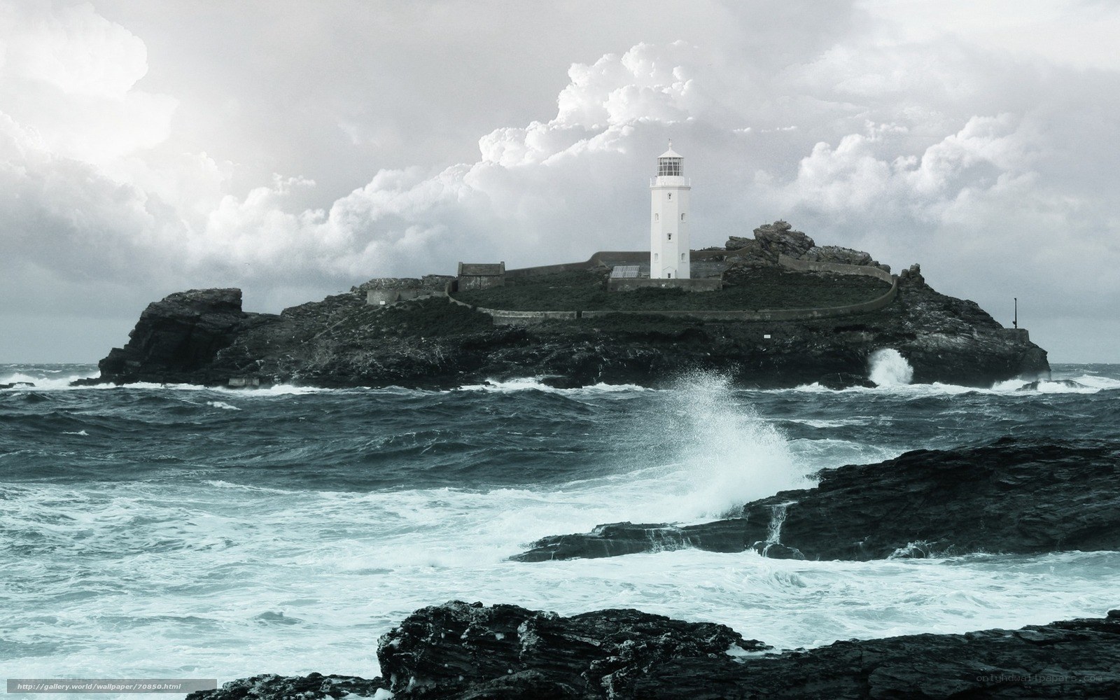 Lighthouse on a stormy island
