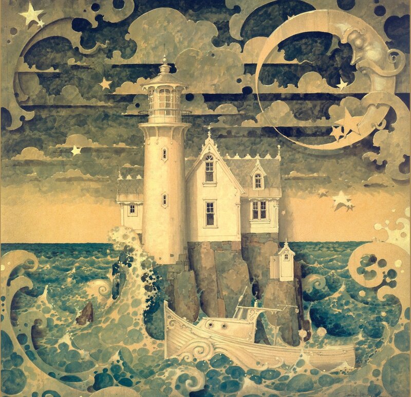 Lighthouse on a stormy night