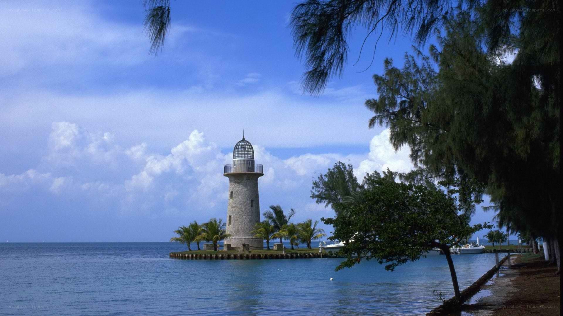 lighthouse on a tropical island