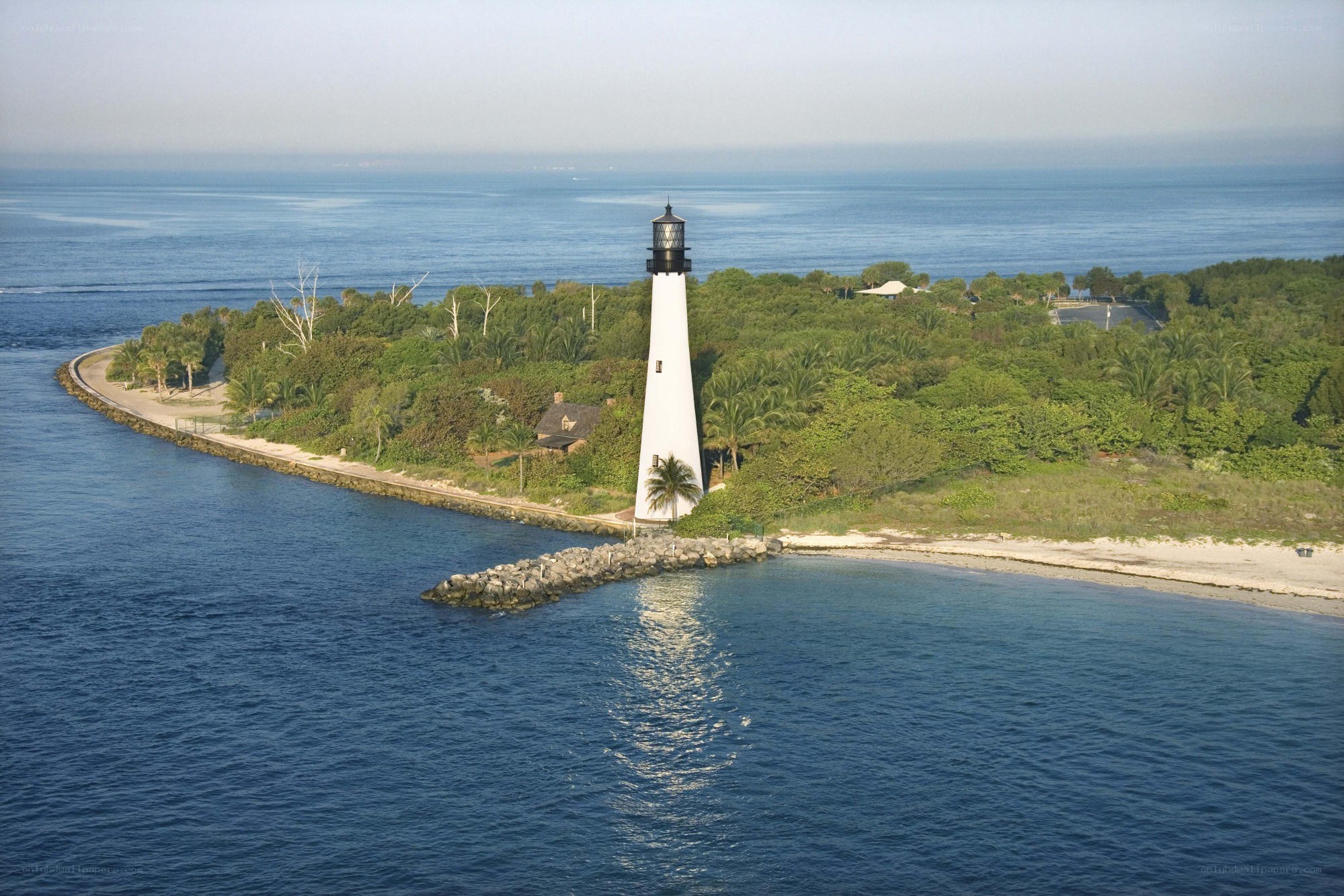 lighthouse on a tropical island