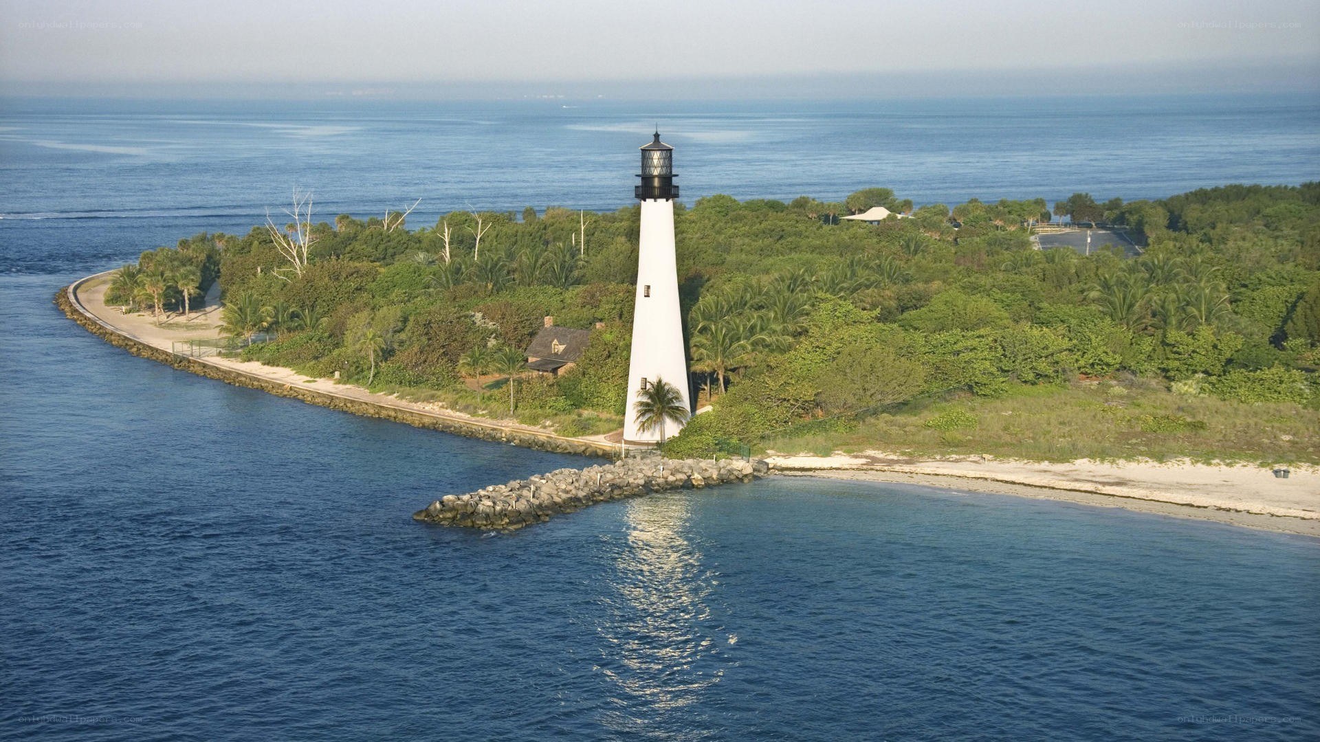 lighthouse on a tropical island