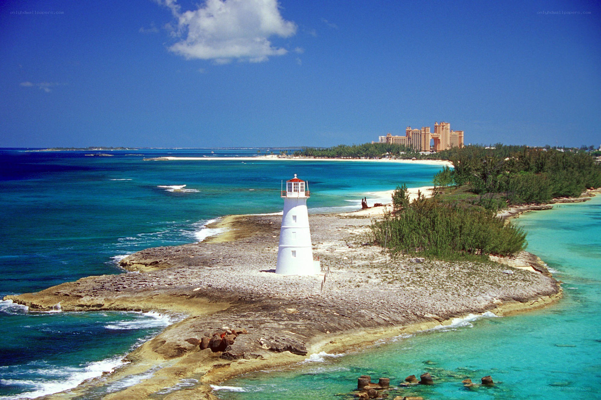 Lighthouse on a tropical island