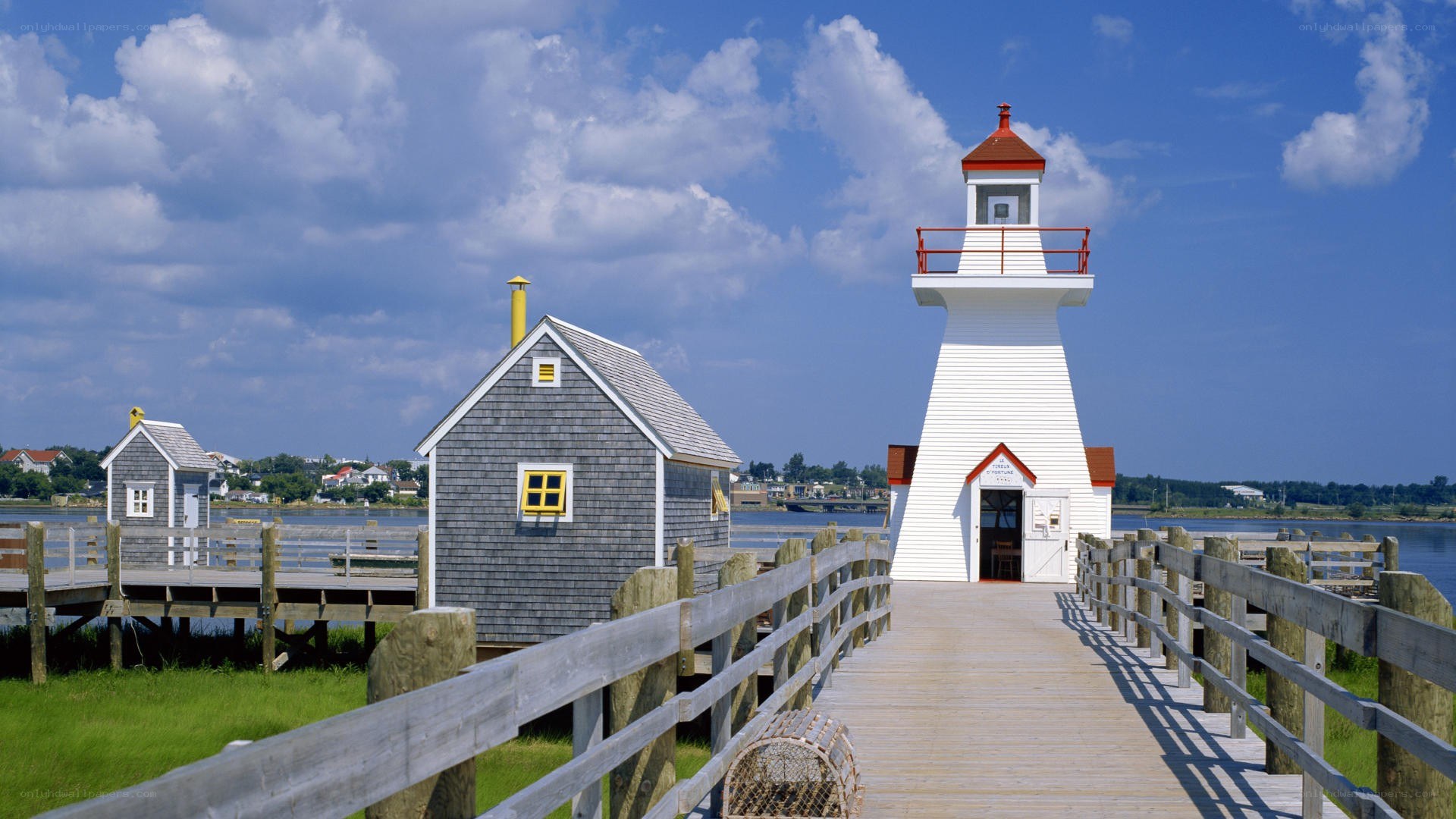 Lighthouse on a wooden pier