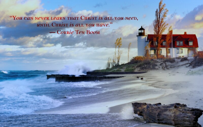 Lighthouse on Beach — Blue, Dramatic, Autumn