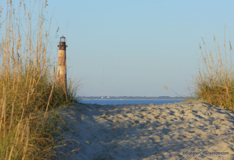 Lighthouse on Beach — Blue, Serene, Morning