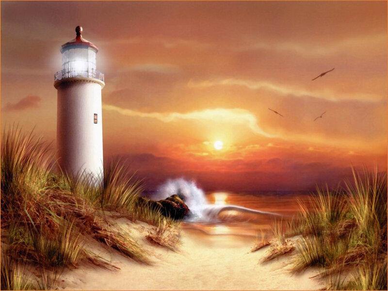 Lighthouse on Beach — Orange