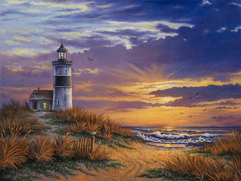 Lighthouse on Beach — Purple