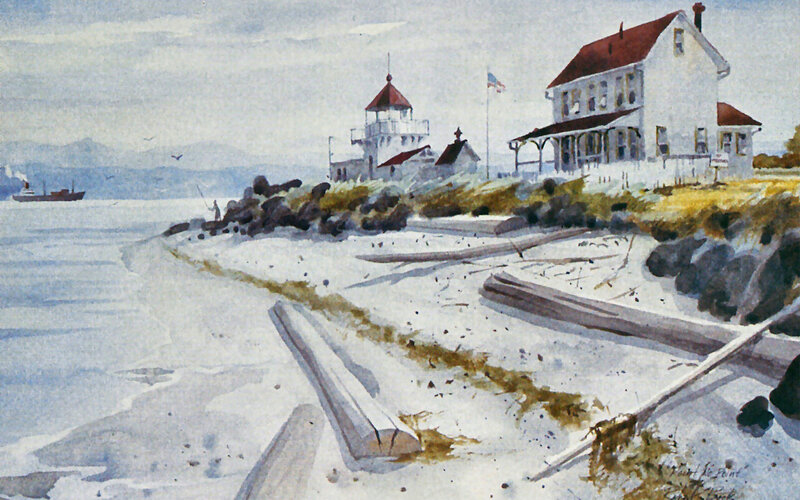 Lighthouse on Beach — White