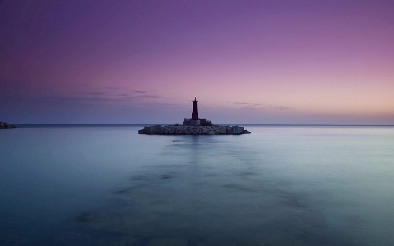 Lighthouse on Breakwater — Purple