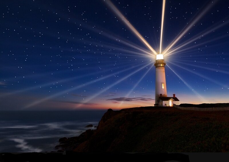 Lighthouse on Cliff — Blue, Dramatic