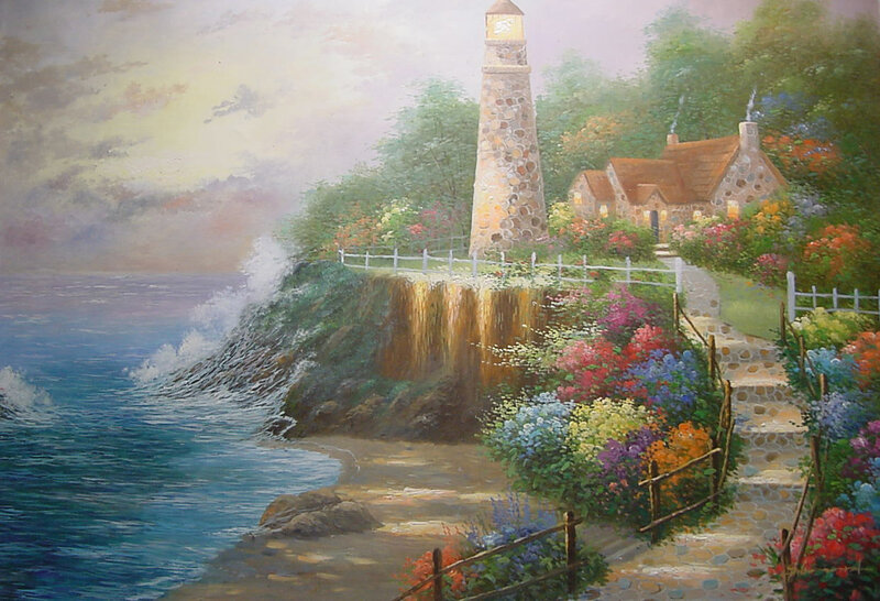 Lighthouse on Cliff — Blue, Serene, Dusk