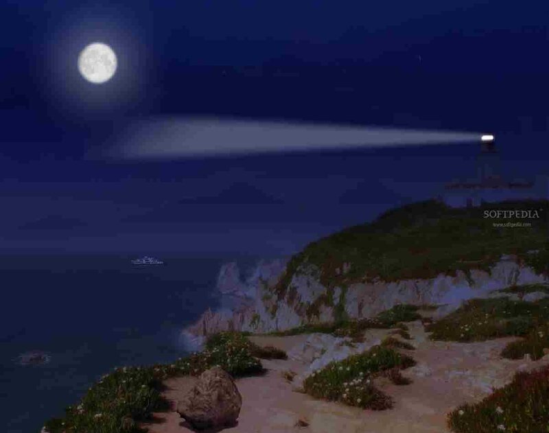 Lighthouse on Cliff — Blue, Serene, Night