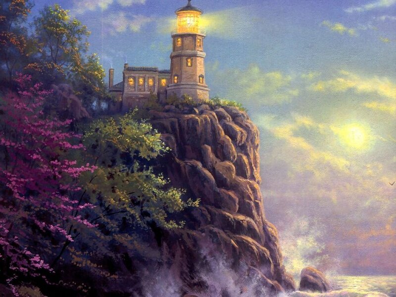 Lighthouse on Cliff — Blue