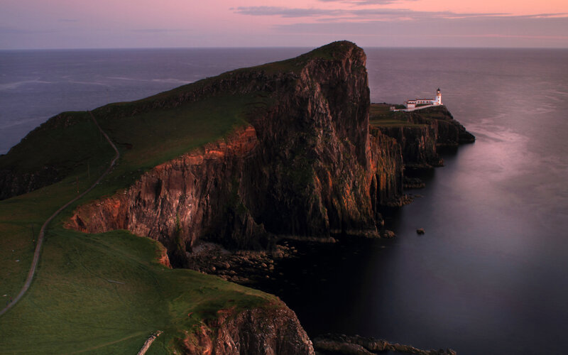 Lighthouse on Cliff — Green, Dramatic