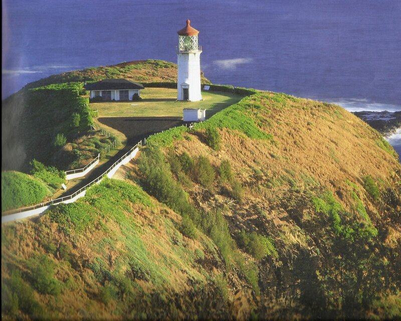 Lighthouse on Cliff — Green, Serene, Afternoon