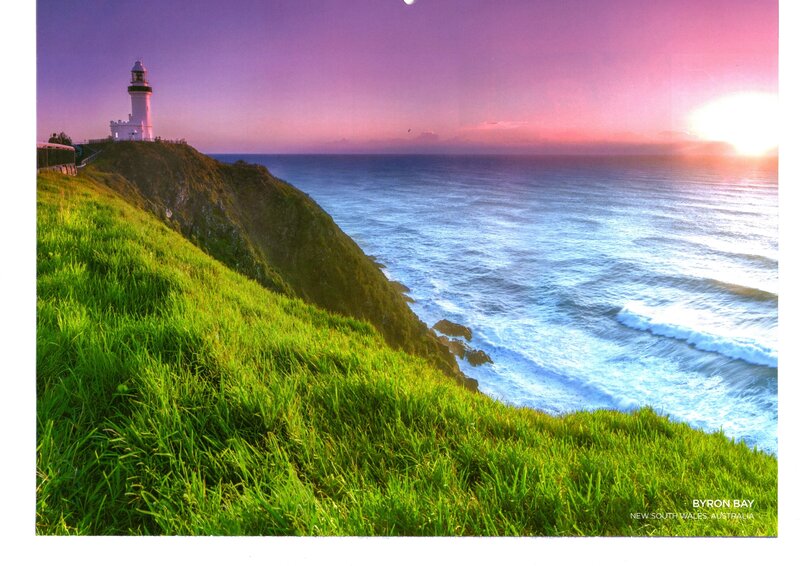 Lighthouse on Cliff — Green, Serene, Sunrise