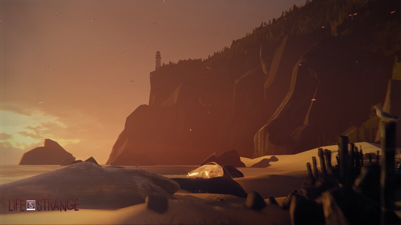 Lighthouse on Cliff — Orange, Dramatic, Sunset, 3d Render