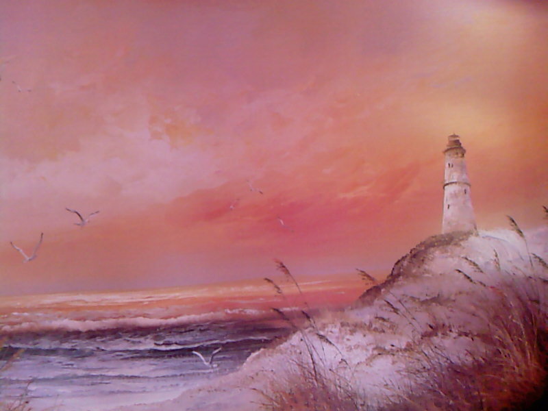 Lighthouse on Cliff — Pink