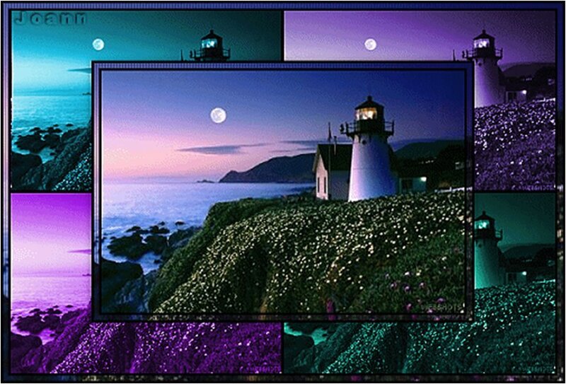 Lighthouse on Cliff — Purple, Serene