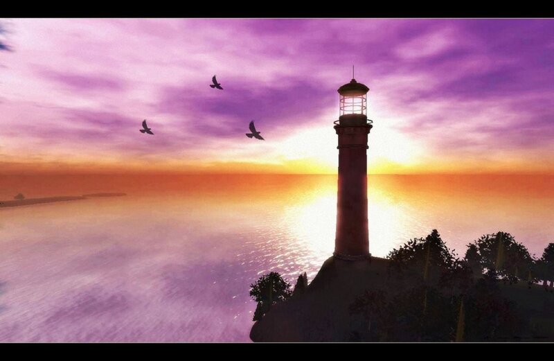 Lighthouse on Cliff — Purple
