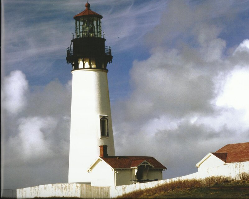 Lighthouse on Cliff — White, Dramatic