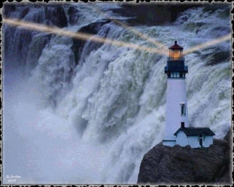 Lighthouse on Cliff — White