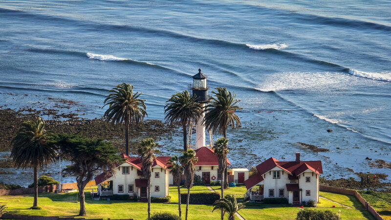 Lighthouse on Coast — Blue, Serene, Afternoon