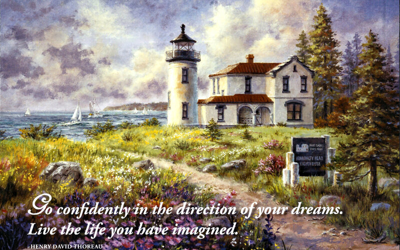 Lighthouse on Coast — Green, Serene